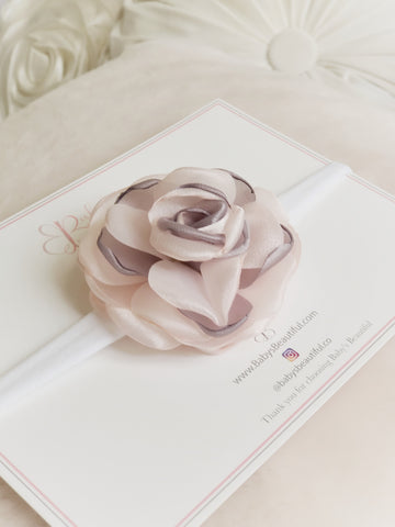 Beautiful Soft Pink & Gray Rose Headband