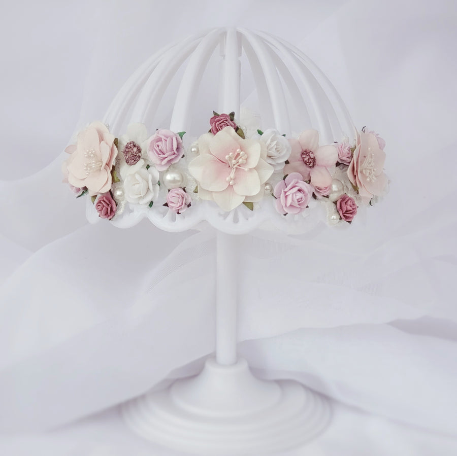 Beautiful Blossoming Baby Halo - with Silk, Mulberry & Pearl