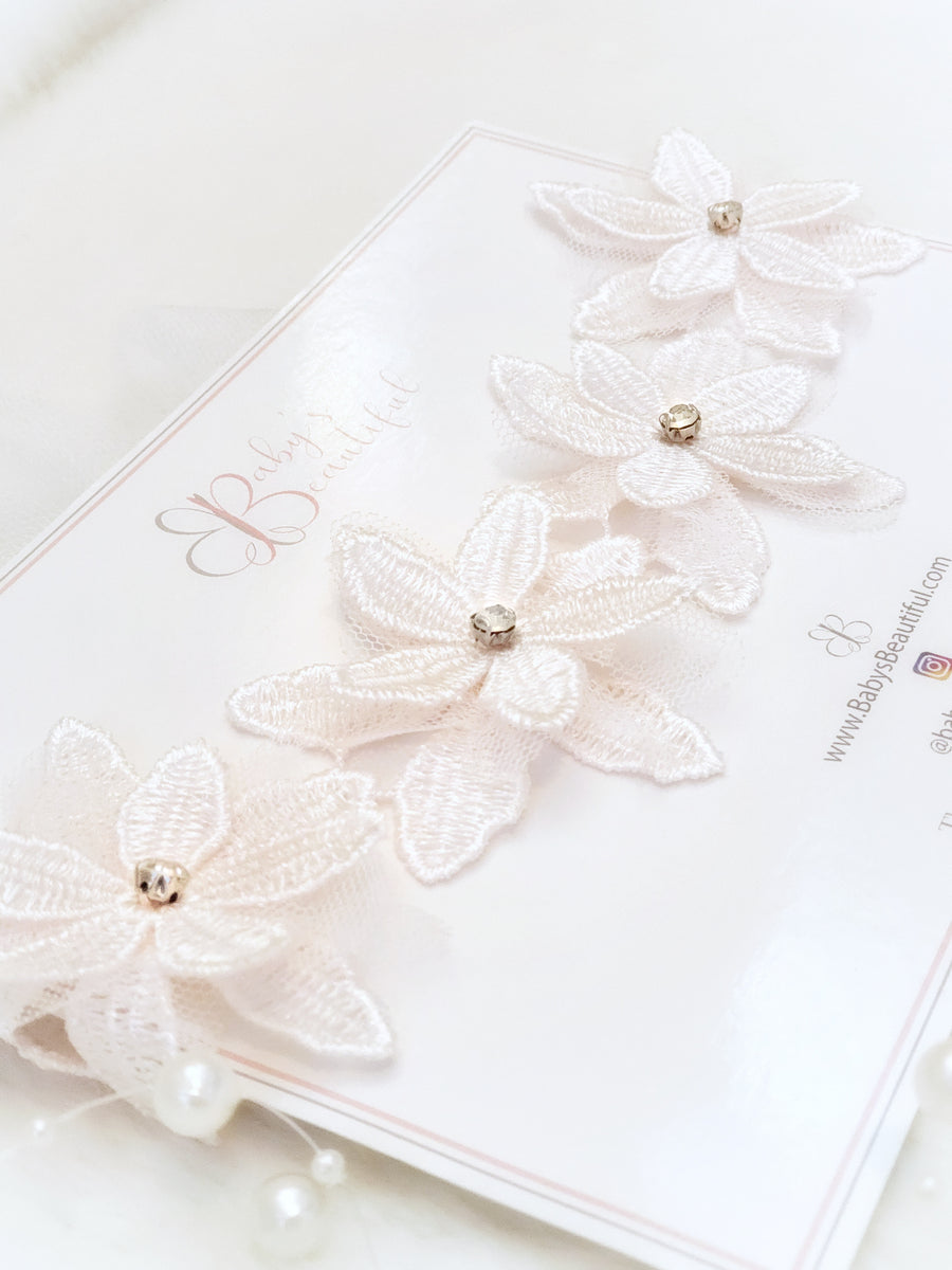 Angelic Lace Flower Headband with Diamonds