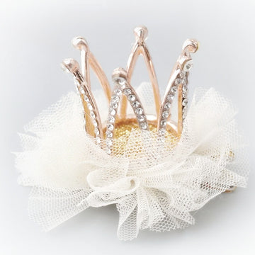 Little Princess Crown Clip ~ Gold on Ivory Tulle